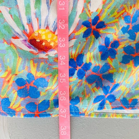 CLAIRE DESJARDINS Shirt Dress Tab Sleeve Abstract Floral Popover Bamboo Blend XL - Picture 11 of 14